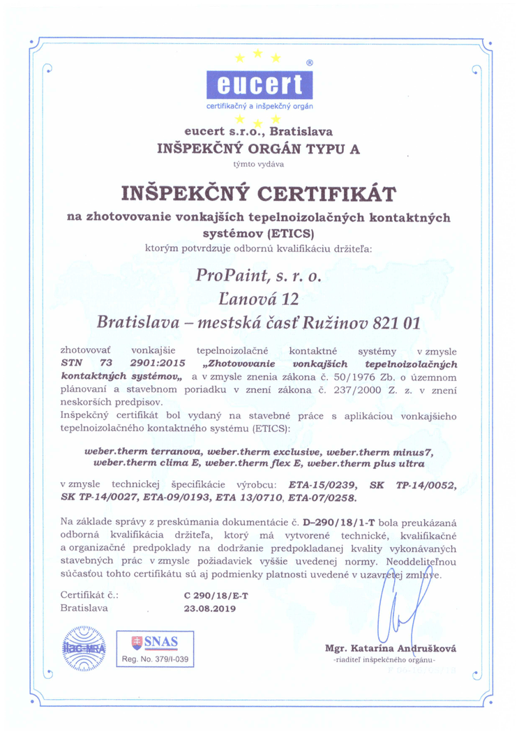 Certifikát Propaint